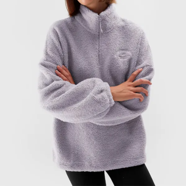 Hanorac pentru femei 4F SHERPA FLEECE WITH STAND-UP COLLAR Toamnă - iarnă/ Violet photo 2