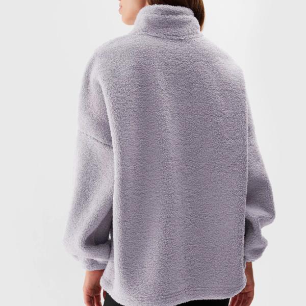 Hanorac pentru femei 4F SHERPA FLEECE WITH STAND-UP COLLAR Toamnă - iarnă/ Violet photo 3