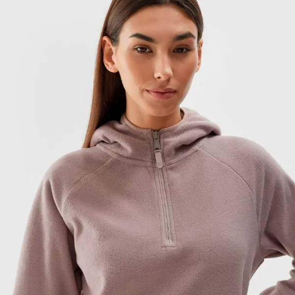 Толстовка для женщин 4F REGULAR HOODED FLEECE Осень - Зима/ Бежевый photo 4