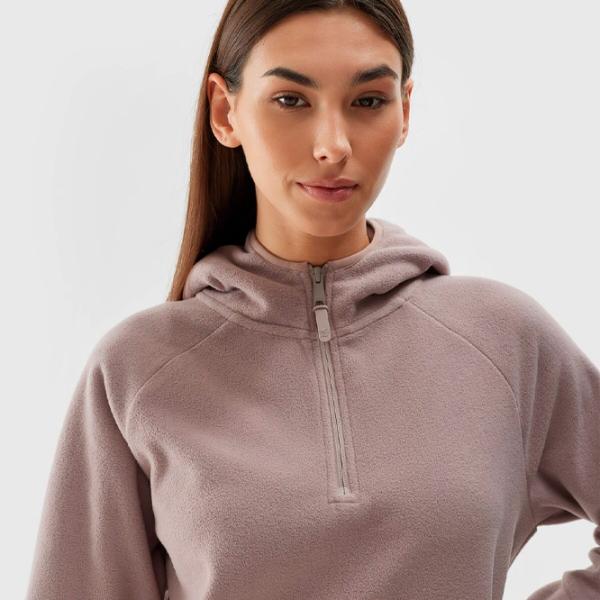 Толстовка для женщин 4F REGULAR HOODED FLEECE Осень - Зима/ Бежевый photo 4