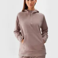 Hanorac pentru femei 4F REGULAR HOODED FLEECE Toamnă - iarnă/ Beige photo 2