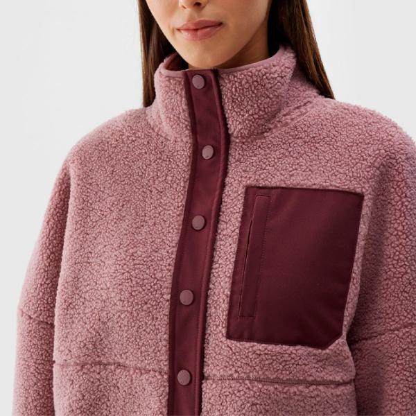 Hanorac pentru femei 4F SHERPA FLEECE WITH STAND-UP COLLAR Toamnă - iarnă/ Pink photo 4