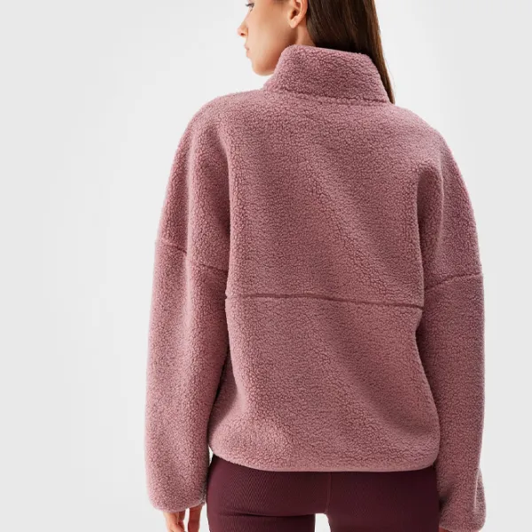 Hanorac pentru femei 4F SHERPA FLEECE WITH STAND-UP COLLAR Toamnă - iarnă/ Pink photo 6