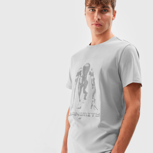 Tricou pentru bărbați 4F 4FAW23TTSHM0866-27S 100% bumbac/ Gray photo 2