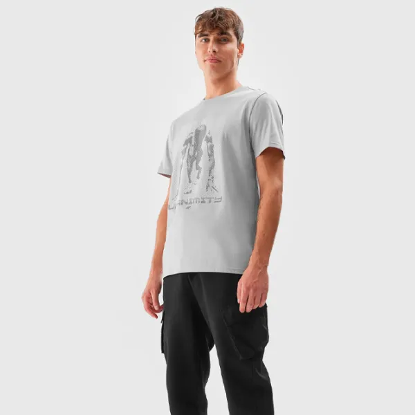 Tricou pentru bărbați 4F 4FAW23TTSHM0866-27S 100% bumbac/ Gray photo 4