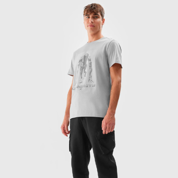 Tricou pentru bărbați 4F 4FAW23TTSHM0866-27S 100% bumbac/ Gray photo 4