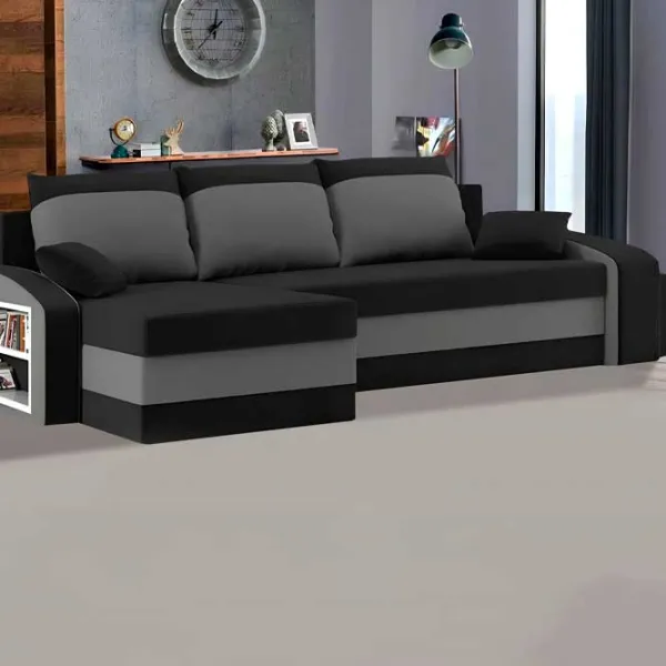 Canapea de colț Magnifico Hewlet Foam Shelf Left/ Pouffe Right Mikro 15/ 27 (5702255) Velur/ Black photo 2 Canapea de colț Magnifico Hewlet Foam Shelf Left/ Pouffe Right Mikro 15/ 27 (5702255) Velur/ Black photo 2