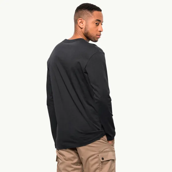 Толстовка для мужчин Jack Wolfskin Essential Longsleeve Прямой/ Черный photo 3