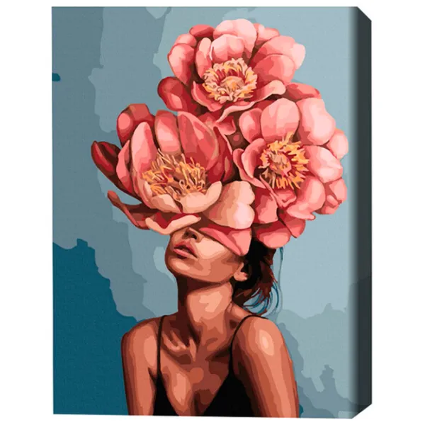 Pictură pe numere BrushMe Fată în bujori înfloriți 50 x 40 cm/ Verticală photo 3