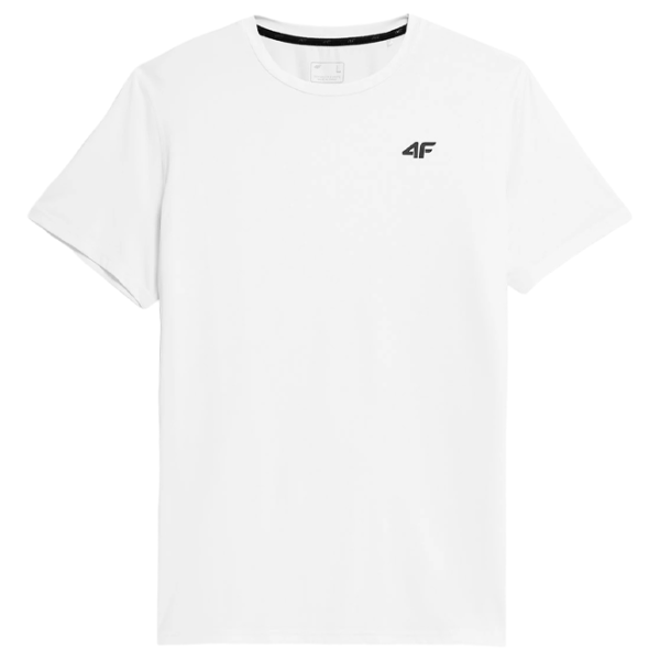 Tricou pentru bărbați 4F 4FAW23TFTSM448-10S 90% poliester, 10% elastan/ White photo 4