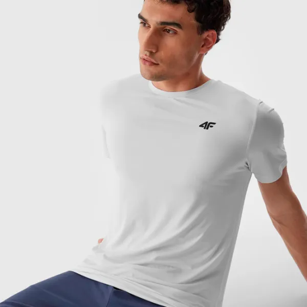 Tricou pentru bărbați 4F 4FAW23TFTSM448-10S 90% poliester, 10% elastan/ White photo 2