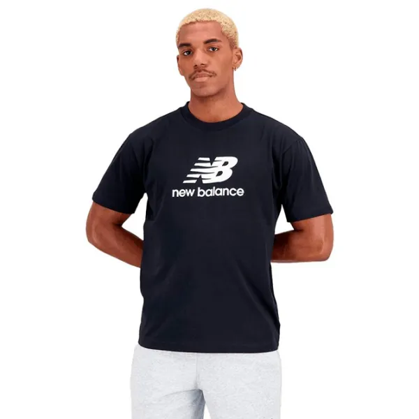 Tricou pentru bărbați New Balance Essentials Stacked Logo 100% bumbac/ Black photo 3
