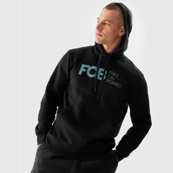 Hanorac pentru bărbați 4F 4FAW23TSWSM0713 Drept/ Black photo 2