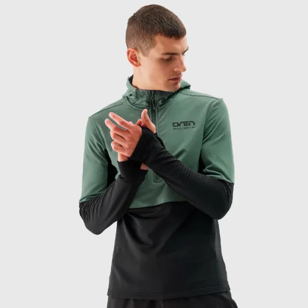 Hanorac pentru bărbați 4F 4FAW23TFLEM117 Strâmt/ Olive khaki photo 2