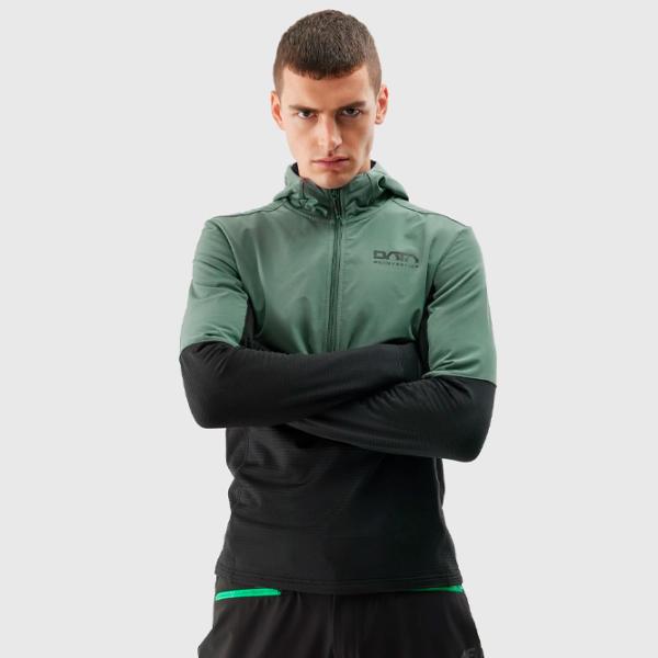 Hanorac pentru bărbați 4F 4FAW23TFLEM117 Strâmt/ Olive khaki photo 4