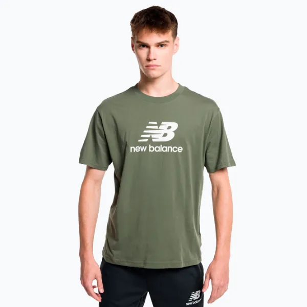 Футболка для мужчин New Balance Essentials Stacked Logo 100% хлопок/ Оливковый Зелёный photo 2