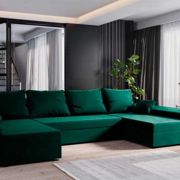 Canapea Space Meble Paul U Itaka 10 (5596876) Catifea/ Dark Green photo 2