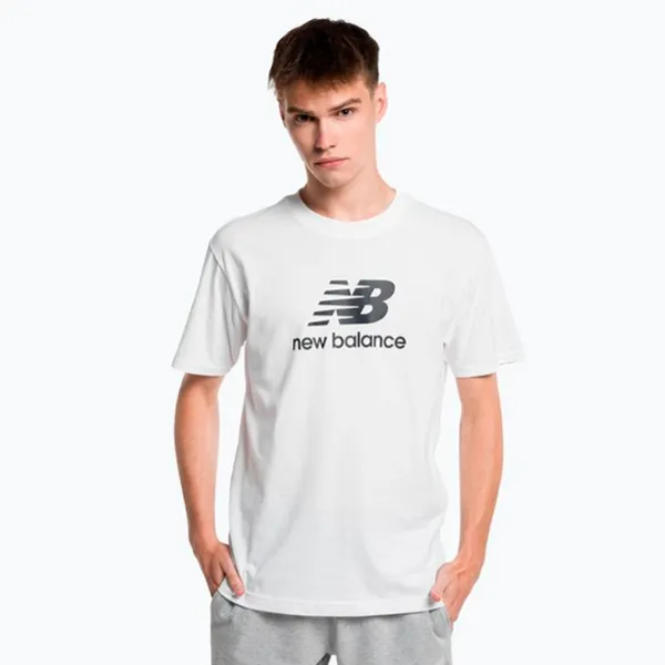 Tricou pentru bărbați New Balance Shirt Essentials Stacked Logo 100% bumbac/ White photo 2