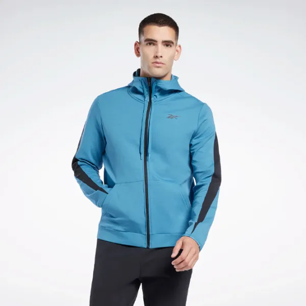 Hanorac pentru bărbați Reebok DreamBlend FZ Drept/ Blue photo 2 Hanorac pentru bărbați Reebok DreamBlend FZ Drept/ Blue photo 2