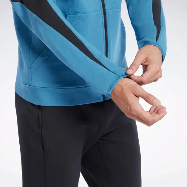 Hanorac pentru bărbați Reebok DreamBlend FZ Drept/ Blue photo 4 Hanorac pentru bărbați Reebok DreamBlend FZ Drept/ Blue photo 4
