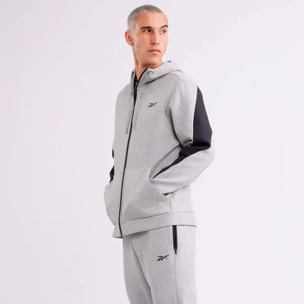 Hanorac pentru bărbați Reebok DreamBlend FZ Drept/ Grey photo 3 Hanorac pentru bărbați Reebok DreamBlend FZ Drept/ Grey photo 3