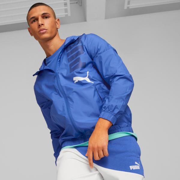 Hanorac pentru bărbați Puma Hooded Graphic Windbreaker Drept/ Blue photo 2