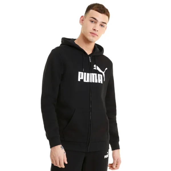 Hanorac pentru bărbați Puma Ess Big Logo Fz Fl Drept/ Black photo 3