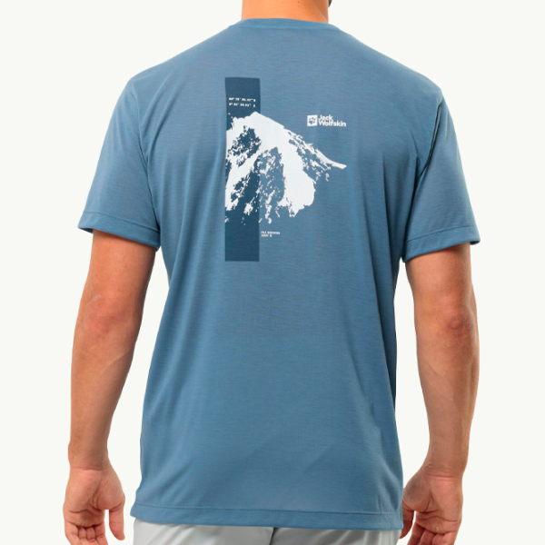 Футболка для мужчин Jack Wolfskin Vonnan S/ S Graphic T M 100% полиэстер/ Elemental Blue photo 4 Футболка для мужчин Jack Wolfskin Vonnan S/ S Graphic T M 100% полиэстер/ Elemental Blue photo 4