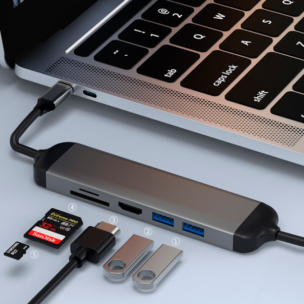 Адаптер Hub WIWU Alpha 521 USB Type-C/ Серый photo 5