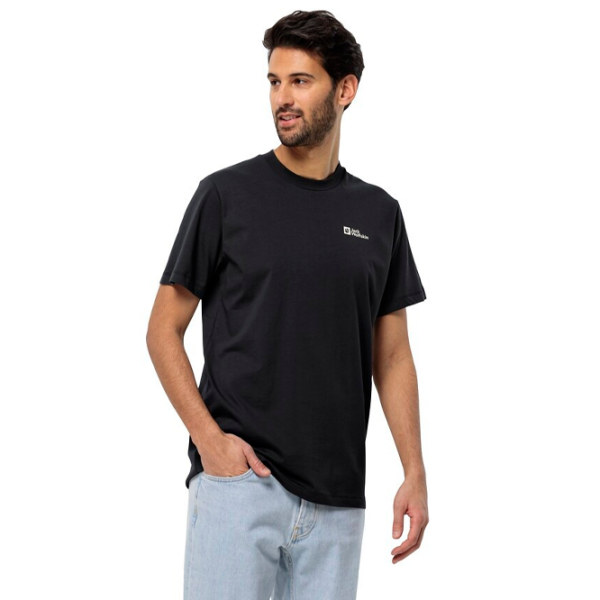 Футболка для мужчин Jack Wolfskin Essential T M 100% хлопок/ Черный photo 2 Футболка для мужчин Jack Wolfskin Essential T M 100% хлопок/ Черный photo 2