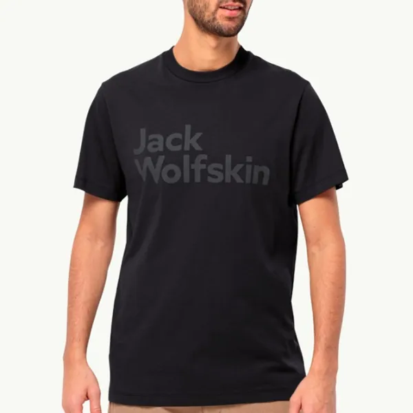 Футболка для мужчин Jack Wolfskin Essential Logo T M 100% хлопок/ Черный photo 2