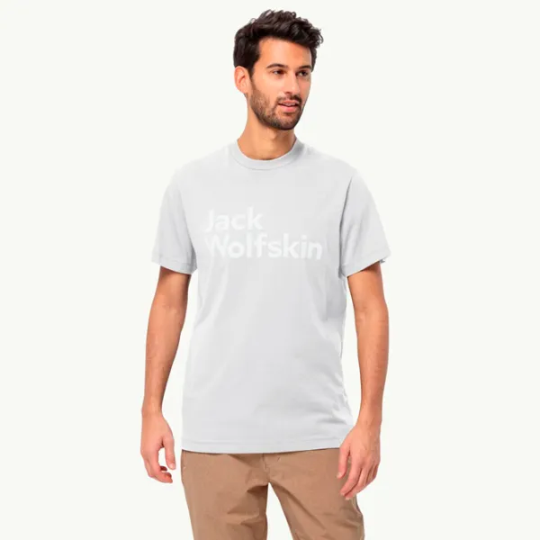 Tricou pentru bărbați Jack Wolfskin Essential Logo T M 100% bumbac/ White photo 2