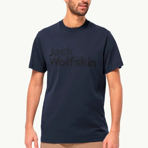 Tricou pentru bărbați Jack Wolfskin Essential Logo T M 100% bumbac/ Black photo 2