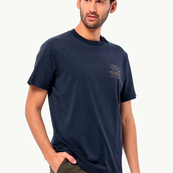 Tricou pentru bărbați Jack Wolfskin Journey T M 100% bumbac/ Navy photo 4