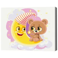 Картина по номерам BrushMe Сонный Медведь 40 x 30 cm/ Горизонтальная photo 3