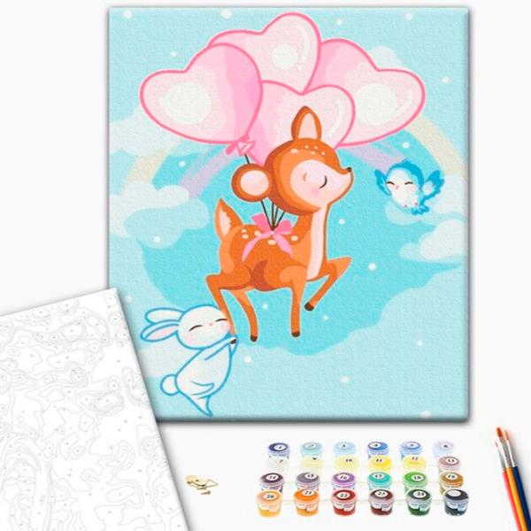 Pictură pe numere BrushMe Prietenii micului cerb 40 x 30 cm/ Verticală photo 2