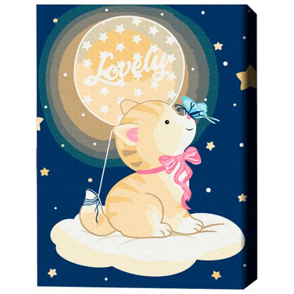 Pictură pe numere BrushMe Pisica pe nouraș 40 x 30 cm/ Verticală photo 3