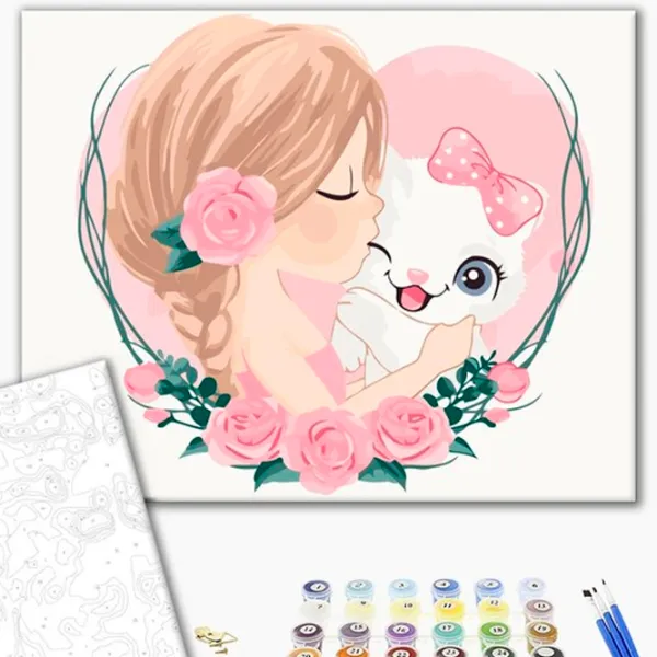 Картина по номерам BrushMe Кошкина любовь 40 x 30 cm/ Горизонтальная photo 2