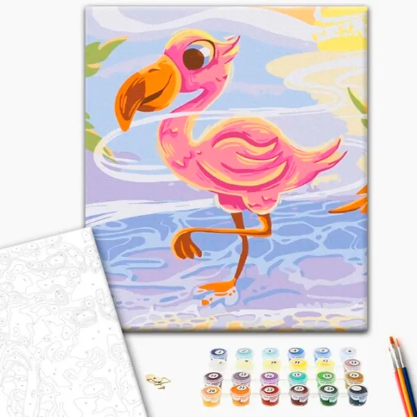 Pictură pe numere BrushMe Flamingo drăguț 40 x 30 cm/ Verticală photo 2