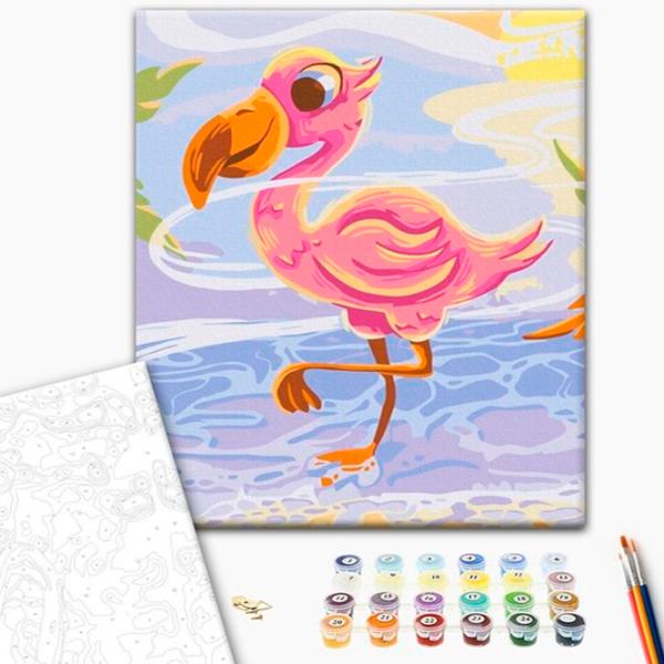Pictură pe numere BrushMe Flamingo drăguț 40 x 30 cm/ Verticală photo 2
