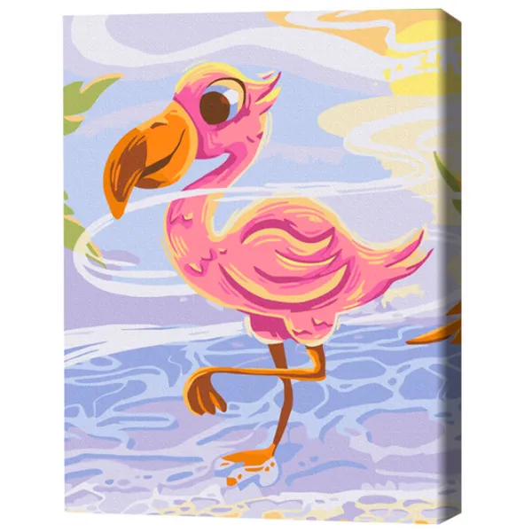 Pictură pe numere BrushMe Flamingo drăguț 40 x 30 cm/ Verticală photo 3