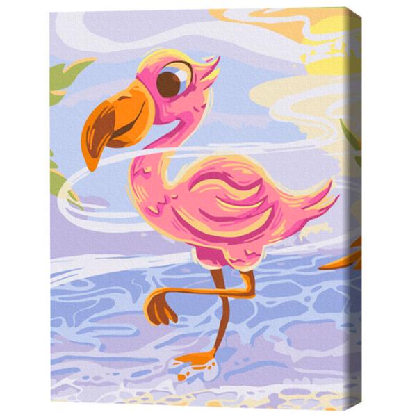 Pictură pe numere BrushMe Flamingo drăguț 40 x 30 cm/ Verticală photo 3