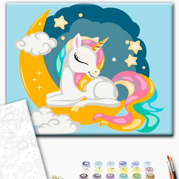 Картина по номерам BrushMe Радужный единорог 40 x 30 cm/ Горизонтальная photo 2