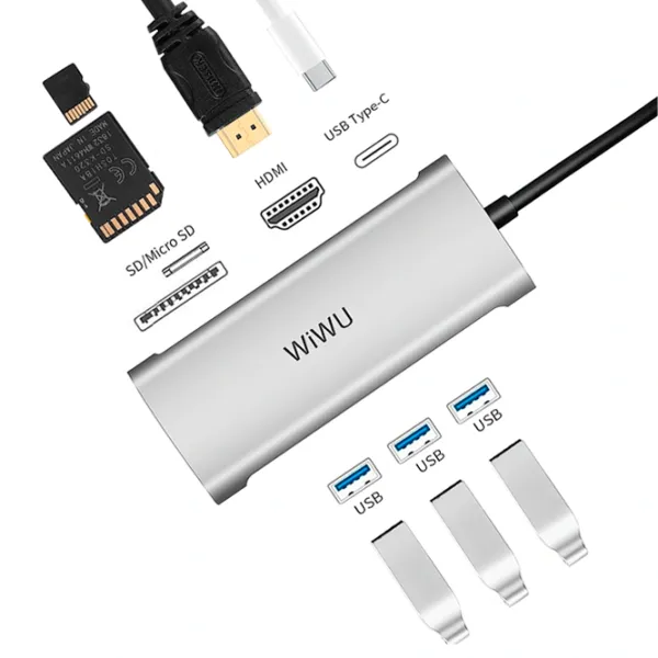 Адаптер Hub WIWU Alpha 731HP USB Type-C/ Серый photo 2