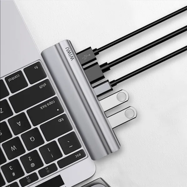 Adaptor Hub WIWU Alpha T9 USB Type-C/ Gray photo 2