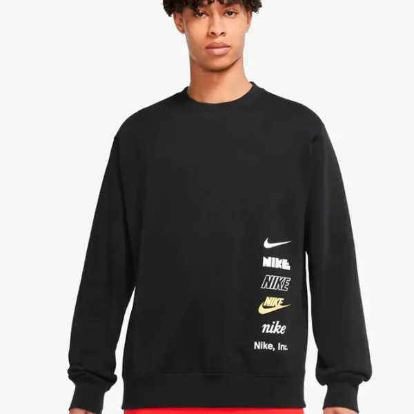 Hanorac pentru bărbați Nike CLUB + BB MLOGO CREW Drept/ Black photo 2