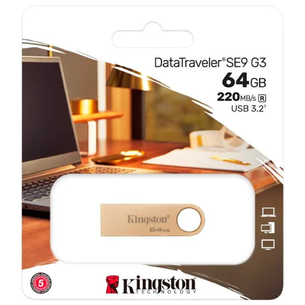 Kingston DataTravel SE9 G3 64 ГБ Золото photo 3