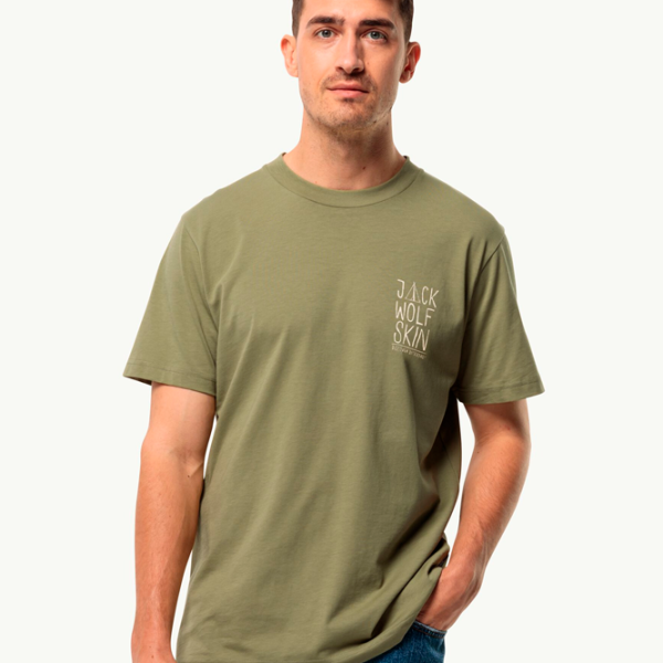 Tricou pentru bărbați Jack Wolfskin Jack Tent T M 100% bumbac/ Green photo 2