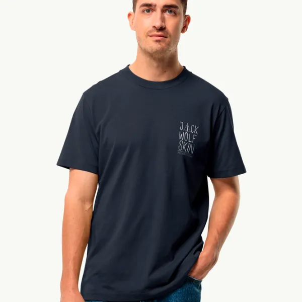Tricou pentru bărbați Jack Wolfskin Jack Tent T M 100% bumbac/ Navy photo 2
