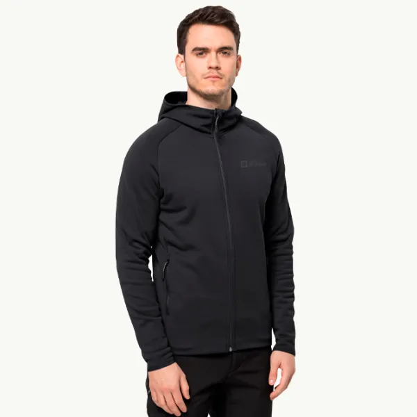 Hanorac pentru bărbați Jack Wolfskin Baiselberg Hooded Fz M Drept/ Black photo 2